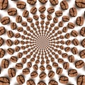 Psychedelic coffee bean optical spin illusion background Royalty Free Stock Photo