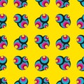 Psychedelic colored circles on a yellow background seamless geometric pattern for your design Royalty Free Stock Photo