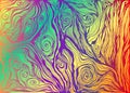 Psychedelic colorful art waves decorative texture. Vector hand drawn creative background. Hippie abstract trippy pattern Royalty Free Stock Photo