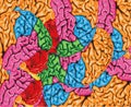 Psychedelic colorful background of human brain