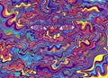 Psychedelic colorful eyes and waves. Fantastic art with decorative eyes. Surreal doodle pattern.