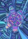 Psychedelic colorful surreal doodle background. Abstract fantasy