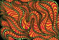 Psychedelic colorful surreal doodle pattern. Decorative abstract texture with maze of ornaments