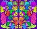 Psychedelic colorful surreal doodle pattern. Mirror abstract pattern, maze of wavy ornaments.
