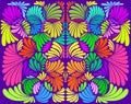 Psychedelic colorful surreal doodle pattern. Mirror abstract pattern, maze of wavy ornaments.