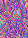 Psychedelic colorful waves. Fantastic art with decorative texture. Surreal doodle pattern. Royalty Free Stock Photo