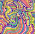 Psychedelic colorful waves. Fantastic art with decorative texture. Surreal doodle pattern. Rainbow abstract pattern Royalty Free Stock Photo