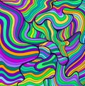 Psychedelic colorful waves. Fantastic art with decorative texture. Surreal doodle pattern. Rainbow abstract pattern Royalty Free Stock Photo