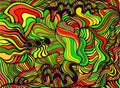 Psychedelic colorful waves. Fantastic art with decorative texture. Surreal doodle pattern. Rainbow colors abstract Royalty Free Stock Photo