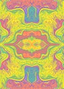 Psychedelic colorful waves kaleidoscope background, hippie style. Royalty Free Stock Photo