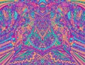 Psychedelic creative colorful symmetrical pattern design art. Surreal abstract decorative pattern with doodle maze of ornaments.