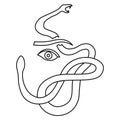 Line art of scared woman eye and a snake Royalty Free Stock Photo