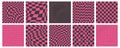Psychedelic distorted checkered patterns set Royalty Free Stock Photo