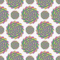 Psychedelic doodle colorful seamless pattern with funny sunny elements, isolated on white background. Stylish decorative vivid tex