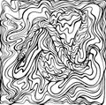 Psychedelic doodle crazy maze wave texture. Isolated pattern