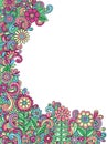 Psychedelic Doodle Henna Flowers Vector