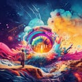 Psychedelic Explosion of Vivid Colors Royalty Free Stock Photo