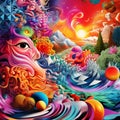 Psychedelic Explosion of Vivid Colors Royalty Free Stock Photo