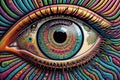 Psychedelic eye. Psychedelic eye. Colorful eye. generative ai Royalty Free Stock Photo