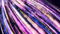 Psychedelic flow of bright shining lines. Animation. Iridescent stream of bright shining lines is distorted in