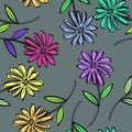 Groovy Psychedelic Flower Garden Pattern Background