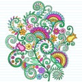 Psychedelic Flowers Notebook Doodles Royalty Free Stock Photo