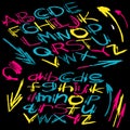 Psychedelic font of the alphabet in graffiti style