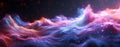 Psychedelic fractal lines in vibrant pink and blue tones flow dynamically on a dark background