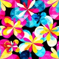 Psychedelic graffiti flowers seamless background