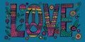 Psychedelic hippie Love lettering