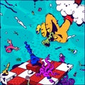 Psychedelic illustration about Chess. Vector. Hand with pawn checkmate. Surrealistic picture on the topic of management and Royalty Free Stock Photo