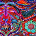 A psychedelic interpretation of the human body, with organs and bones transformed into abstract shapes and patterns3, Generative