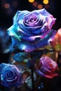 psychedelic iridescent colored rose, ai generated image