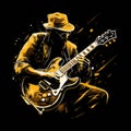 Psychedelic Jazz Guitarist T-shirt Graphic