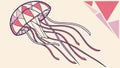 Psychedelic Jellyfish with Geometric Patterns Vector Illustration, vector design Generative AI Royalty Free Stock Photo