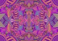 Psychedelic kaleidoscope colorful background with many crazy geometric pattern