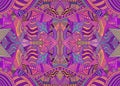 Psychedelic kaleidoscope colorful background with many crazy geometric pattern