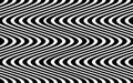 Psychedelic lines. Abstract pattern. Texture with wavy banner, curves stripes. Optical art background. Wave black and white design