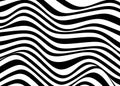 Psychedelic lines. Abstract pattern. Texture with wavy, curves stripes. Optical art background. Wave design black and white