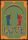 Psychedelic Love Hippie Art Poster