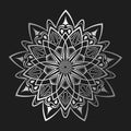 Decorative floral silver mandala. Oriental pattern with arabic or indian motifs.