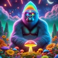 psychedelic metaphysical gorilla in a moment of trance