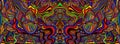 Psychedelic mirror abstract maze of wavy ornaments, rainbow multicolor texture.