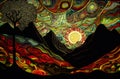 Psychedelic mountain landscape. Beautiful illustration picture. Generative AI