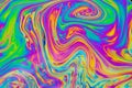 Psychedelic multicolored patterns background. Photo macro shot of soap bubbles Royalty Free Stock Photo