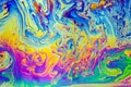 Psychedelic multicolored patterns background. Photo macro shot of soap bubbles Royalty Free Stock Photo