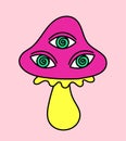 Psychedelic mushroom with eyes Royalty Free Stock Photo