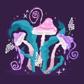 Psychedelic mushrooms background. Magical trippy fungi. Royalty Free Stock Photo