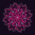 Psychedelic neon pink vibrant grunge mandala ornament