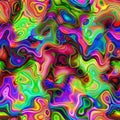 Psychedelic oil spilled liquid geometric pattern with curved lines Funky liquid shapes, colorful wavy vivid